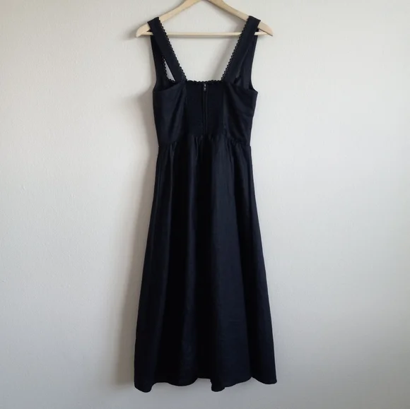 Reformation Tagliatelle Black Linen Midi Dress 6 - Picture 6 of 16